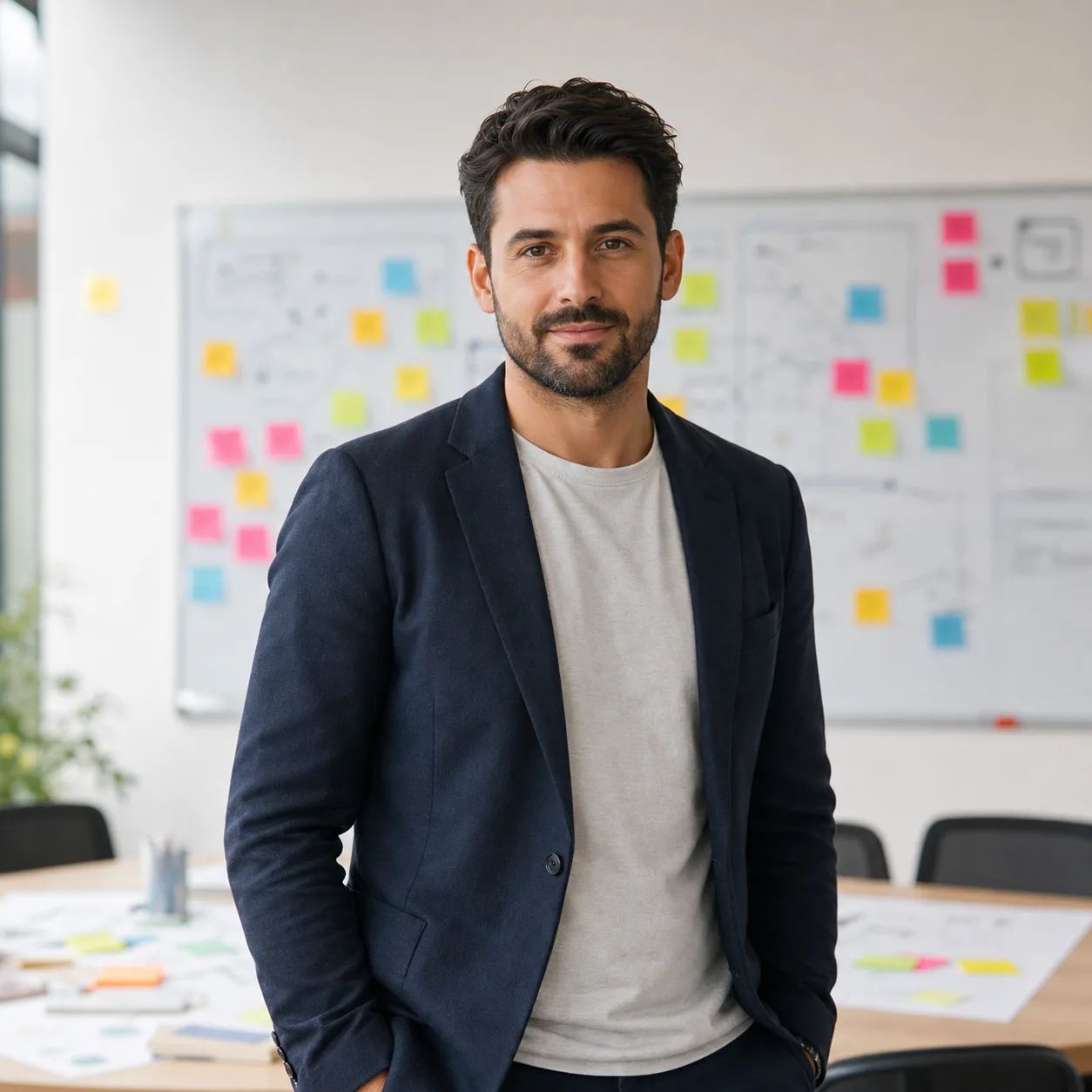 Product manager w sali warsztatowej