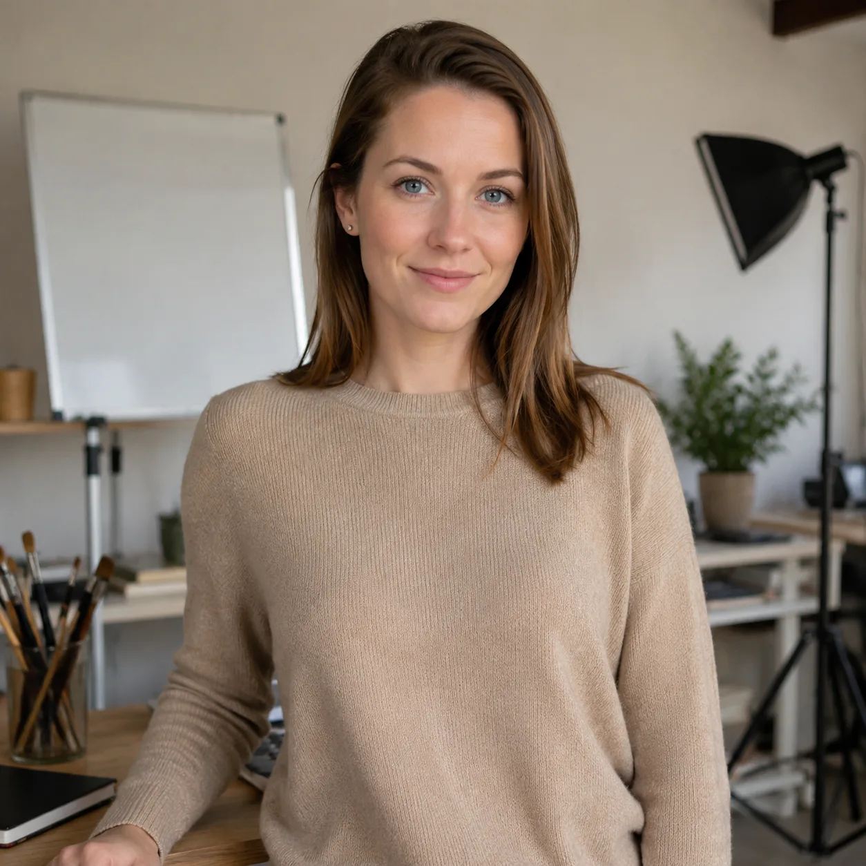 Portret kreatywny do portfolio AI: twórca kursów online w domowym