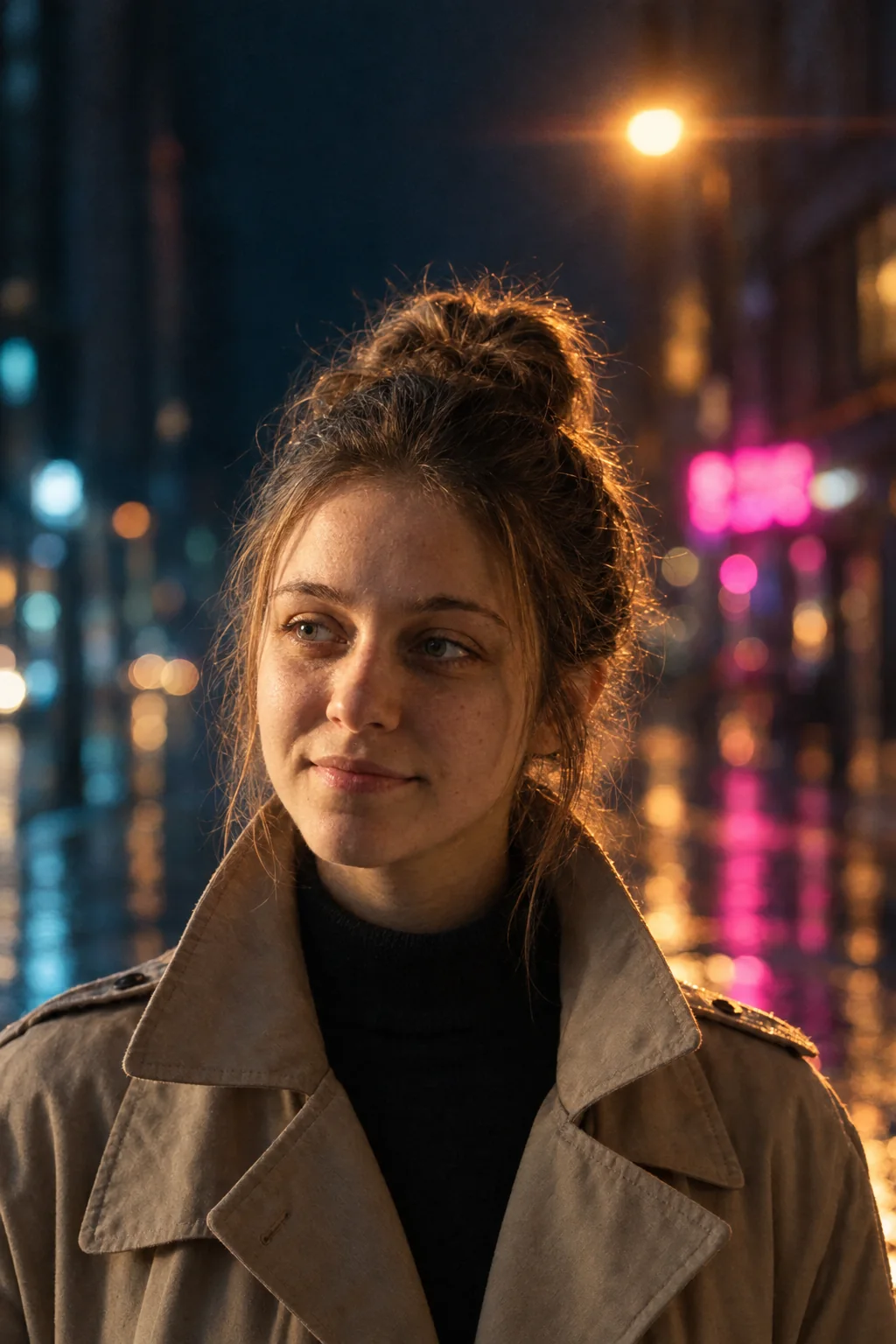 Filmowy portret na neonowej ulicy