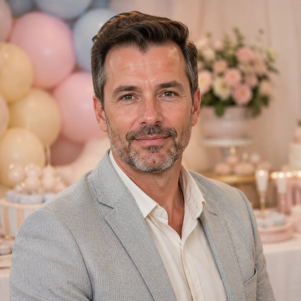 Portret okolicznościowy AI: baby shower pastelowe dekoracje