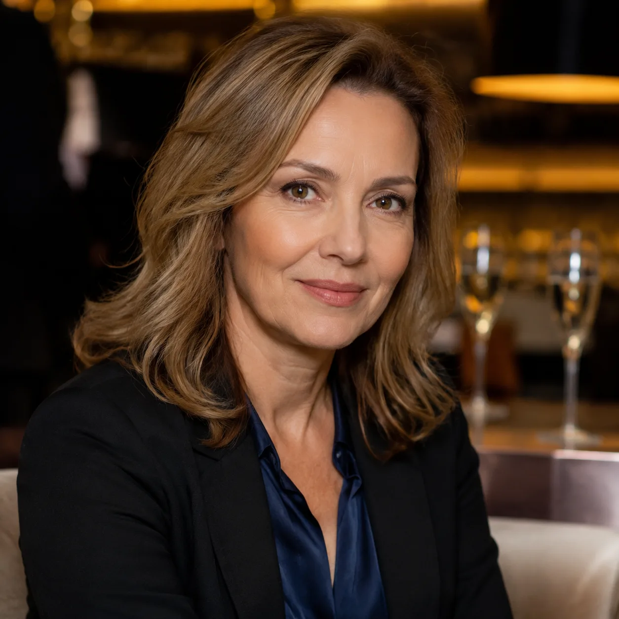 Portret okolicznościowy AI: wieczór panieński elegancki lounge rozmyte tło