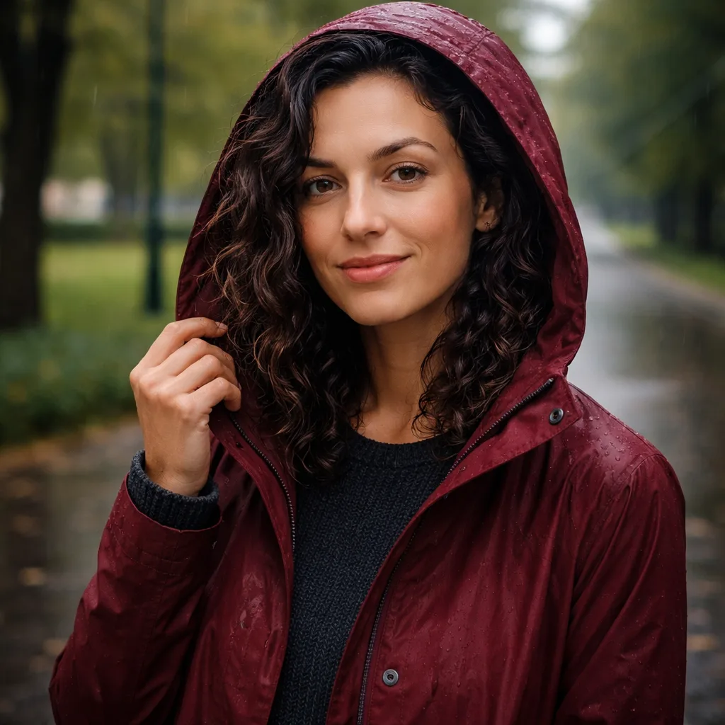 Sezonowy portret plenerowy AI: park po deszczu mokre alejki