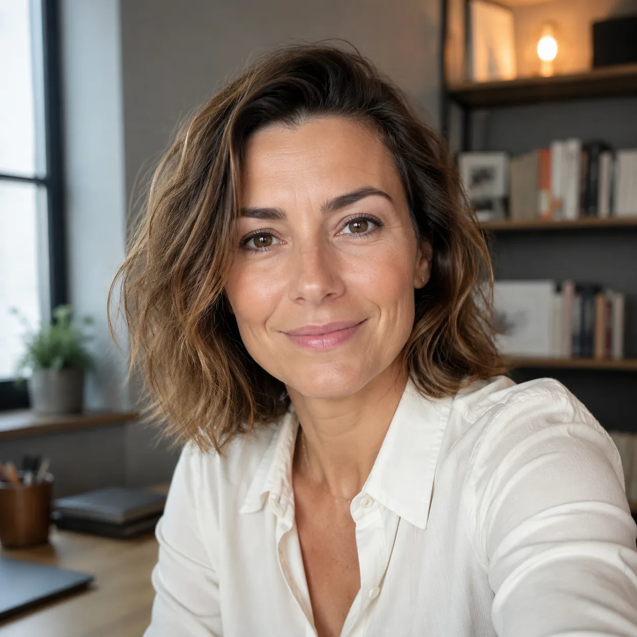 Zdjęcie profilowe do social media AI: profil medium w spokojnym gabinecie